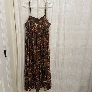NWT Natural Life Floral Brown Maxi Dress Women’s XL Boho Sleeveless
